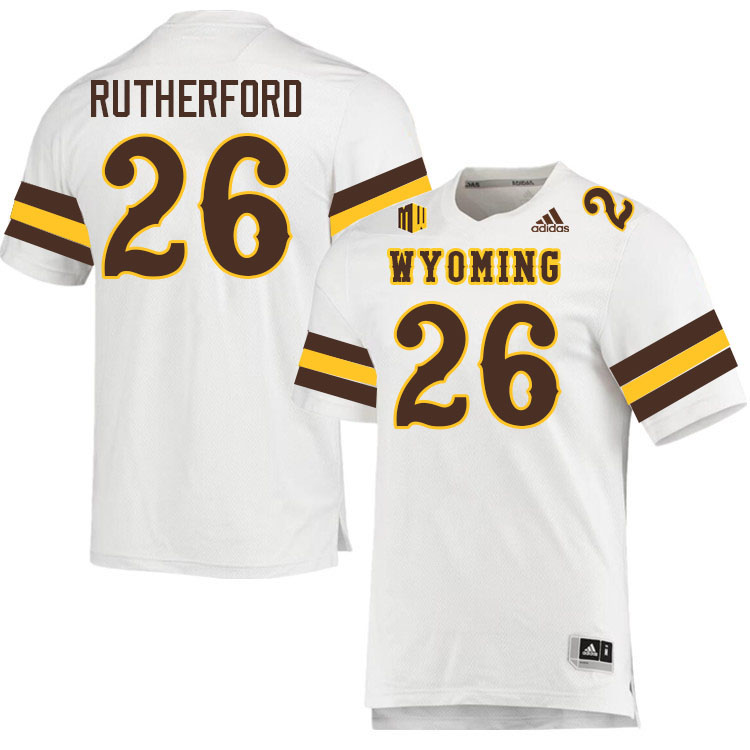 Wyoming Cowboys #26 Gary Rutherford College Football Jerseys Stitched-White